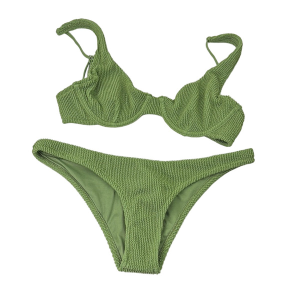 Rhythm / Free People Movement Wave Break Green Bikini Set with Adjustable Straps - Picture 1 of 12